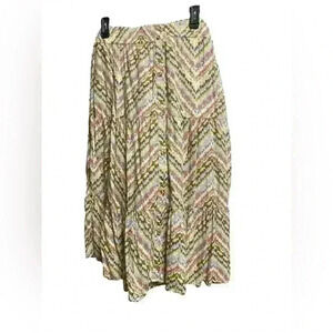 Sonoma Tiered Midi Skirt Womens Plus Size XL Multi Stripe Elastic Waistband